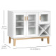 Kitchen Sideboard, Coffee Bar Cabinet, Buffet Cabinet with 4-Bottle Wine Rack, Glass Door and Adjustable Shelves, White