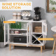 Kitchen Sideboard, Coffee Bar Cabinet, Buffet Cabinet with 4-Bottle Wine Rack, Glass Door and Adjustable Shelves, White