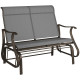 Garden Double Gliding Chair, Patio Glider Armchair for Outdoor, Backyard Mesh Seat and Backrest, Steel Frame, Light Grey