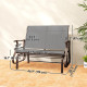 Garden Double Gliding Chair, Patio Glider Armchair for Outdoor, Backyard Mesh Seat and Backrest, Steel Frame, Light Grey