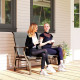 Garden Double Gliding Chair, Patio Glider Armchair for Outdoor, Backyard Mesh Seat and Backrest, Steel Frame, Light Grey
