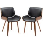 Dining Chairs Set of 2, PU Leather Kitchen Chairs with Upholstered Seats and Solid Wood Legs for Dining Room, Black
