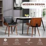 Dining Chairs Set of 2, PU Leather Kitchen Chairs with Upholstered Seats and Solid Wood Legs for Dining Room, Black