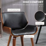 Dining Chairs Set of 2, PU Leather Kitchen Chairs with Upholstered Seats and Solid Wood Legs for Dining Room, Black