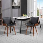 Dining Chairs Set of 2, PU Leather Kitchen Chairs with Upholstered Seats and Solid Wood Legs for Dining Room, Black