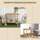 Outdoor Bar Cart, Wood Rolling Home Bar & Serving Cart with 2 Shelves, Wine Bottle Holders for Garden, Dining Room, Natural