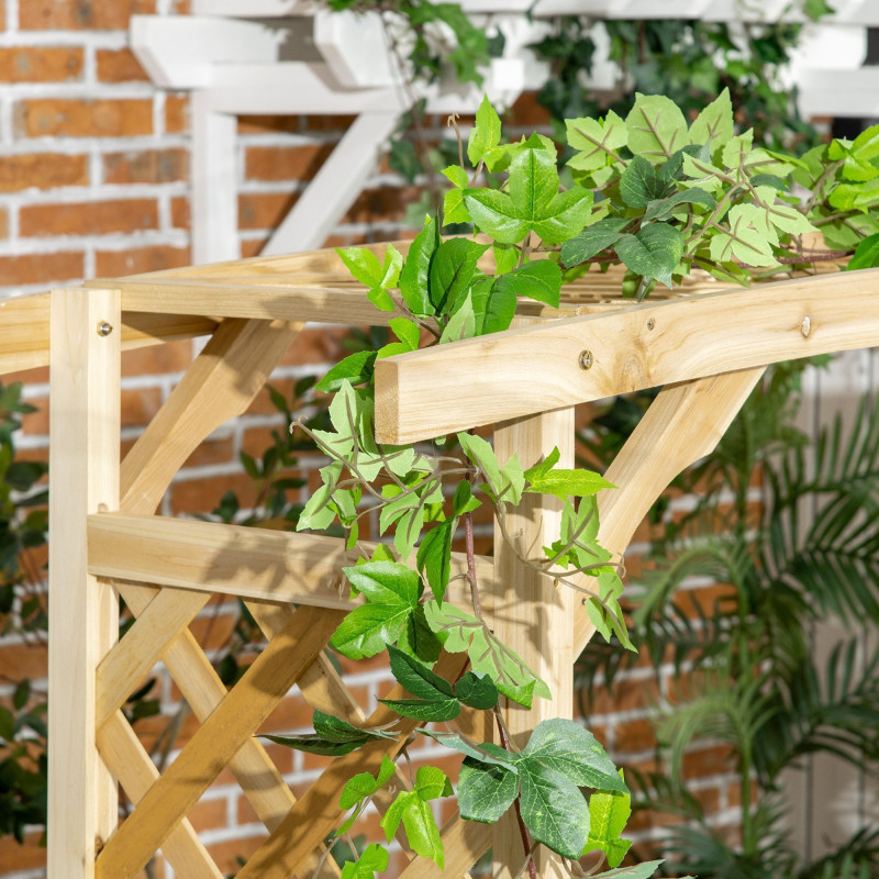 Garden Arch with 2 Person Bench, Wooden Garden Arbor Archway Trellis for Climbing Plants, Lawn, Backyard Decor, Natural