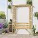Garden Arch with 2 Person Bench, Wooden Garden Arbor Archway Trellis for Climbing Plants, Lawn, Backyard Decor, Natural