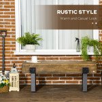 Outdoor Bench, Garden Bench with Metal Legs, Rustic Wood Effect Concrete, Indoor or Outdoor Use for Patio, Park, Porch and Lawn, Natural and Black