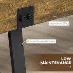Outdoor Bench, Garden Bench with Metal Legs, Rustic Wood Effect Concrete, Indoor or Outdoor Use for Patio, Park, Porch and Lawn, Natural and Black