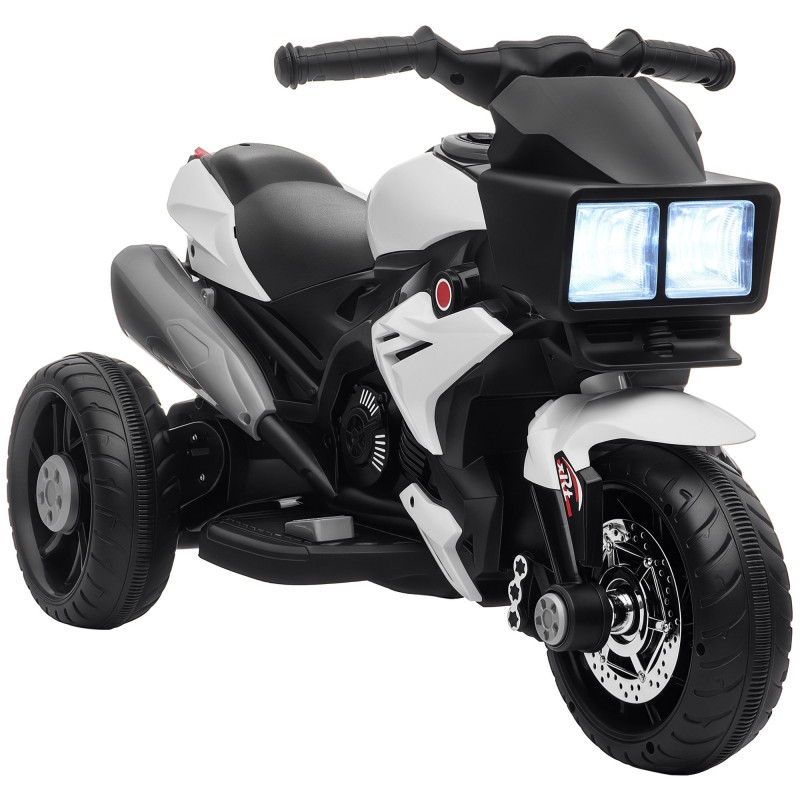 Kids Electric Pedal Motorcycle Ride-On Toy, 6V Battery Powered with Music, Horn, Headlights – Motorbike for Girls and Boys, White