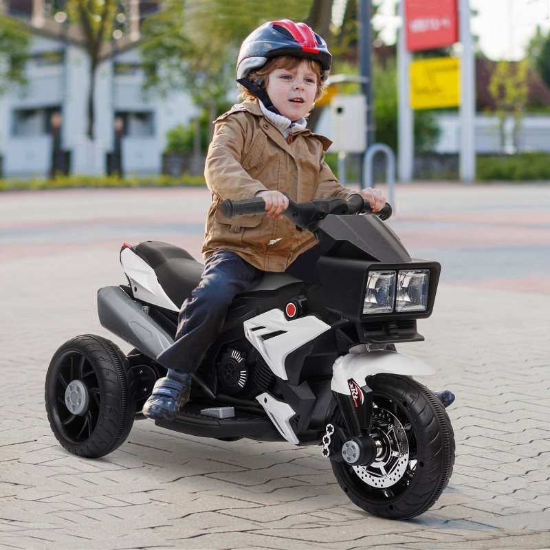 Kids Electric Pedal Motorcycle Ride-On Toy, 6V Battery Powered with Music, Horn, Headlights – Motorbike for Girls and Boys, White