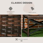 Patio Wicker End Table, Outdoor PE Rattan Side Table, with Plastic Board Under the Full Woven Table Top for Patio, Garden, Balcony, Mixed Brown