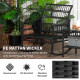 3 Pieces Outdoor PE Rattan Rocker Chair Set, Rocking Chair with Tempered Glass Table Top,25