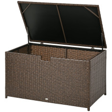 113 Gallon Outdoor Storage Box, Rattan Deck Box for Indoor, Patio Furniture Cushions, Brown