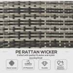 6 Piece Patio Furniture Set with Patio Chairs, Ottomans, Sofa, Glass Top Table and Cushions, Wicker Rattan Outdoor Furniture Set for Backyard, Porch, Grey