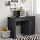 Computer Desk with Storage Drawers, Study Writing Table with Cabinet Adjustable Shelf for Home Office Workstation Bedroom, Black