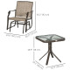 3 Piece Patio Glider Set Outdoor Gliders with Breathable Mesh Seat, Glass Top Table for Garden, Yard, Mixed Brown