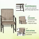 3 Piece Patio Glider Set Outdoor Gliders with Breathable Mesh Seat, Glass Top Table for Garden, Yard, Mixed Brown