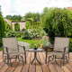 3 Piece Patio Glider Set Outdoor Gliders with Breathable Mesh Seat, Glass Top Table for Garden, Yard, Mixed Brown