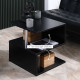 Wooden S Shape End Table 3 Tier Storage Shelves Organizer Living Room Side Table Desk Black