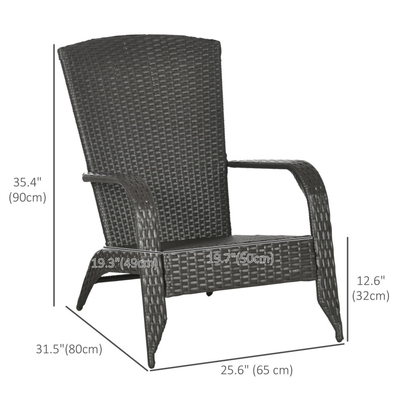 Patio Wicker Adirondack Chair, Outdoor Rattan Muskoka Chair with Cushions for Patio, Garden, Backyard, Red