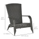 Patio Wicker Adirondack Chair, Outdoor Rattan Muskoka Chair with Cushions for Patio, Garden, Backyard, Red