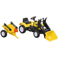 Front Loader Excavator Ride-On Toy with Pedal Control, 6 Wheels, and Controllable Bucket for 3-Year-Olds, Yellow