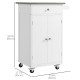 Kitchen Cart, Small Kitchen Island, Stainless Steel Top Utility Trolley on Wheels with Storage Drawer for Dining Room, Kitchen (White)