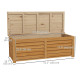 176L Outdoor Storage Box, Wooden Deck Storage Container with 2 Safety Hinges for Balcony, Porch, Poolside, Light Brown