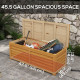 176L Outdoor Storage Box, Wooden Deck Storage Container with 2 Safety Hinges for Balcony, Porch, Poolside, Light Brown