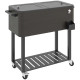 Outdoor Beverage Cooler Bar Cart, 67-Qt Patio Cooler Cart Rolling Ice Chest with Shelf, Bottle Opener and Wheels, Grey