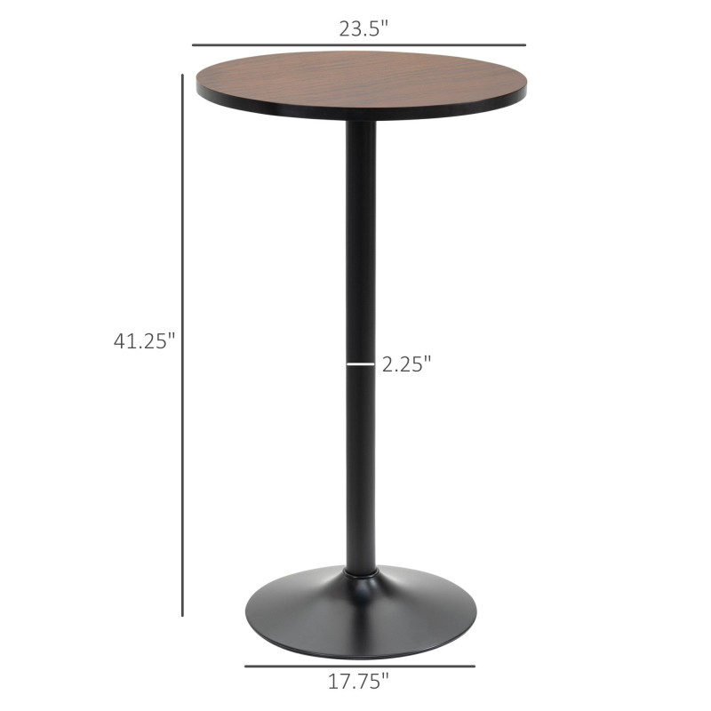 Round Bar Table 41 Inch Height, Industrial High Bistro Table with Metal Base and Elm Wood Top, Bar Height Table for Kitchen, Pub, Breakfast Area