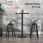 Round Bar Table 41 Inch Height, Industrial High Bistro Table with Metal Base and Elm Wood Top, Bar Height Table for Kitchen, Pub, Breakfast Area