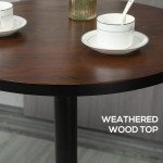Round Bar Table 41 Inch Height, Industrial High Bistro Table with Metal Base and Elm Wood Top, Bar Height Table for Kitchen, Pub, Breakfast Area