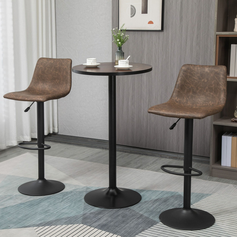 Round Bar Table 41 Inch Height, Industrial High Bistro Table with Metal Base and Elm Wood Top, Bar Height Table for Kitchen, Pub, Breakfast Area