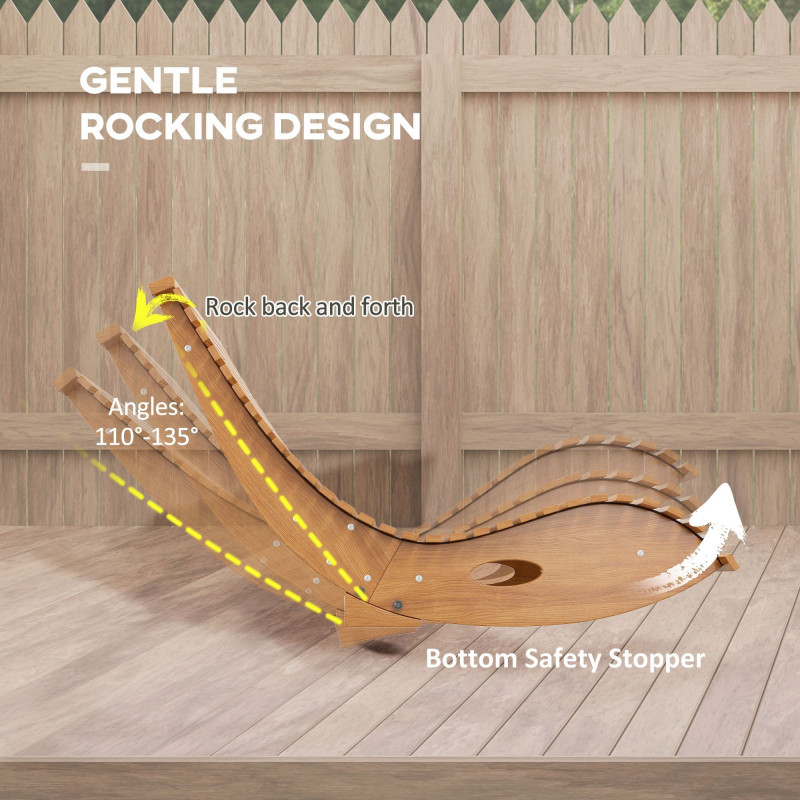 Outdoor Rocking Chair w/ Slatted Seat, Wooden Rocking Chair, 51.2