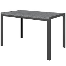 Rectangular Outdoor Dining Table, 4-Seat Patio Table with PE Rattan Wicker Tabletop for Backyard and Lawn, Grey