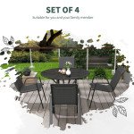 Four-Piece Stacking Rattan Outdoor Dining Chairs Set - Grey