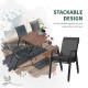Four-Piece Stacking Rattan Outdoor Dining Chairs Set - Grey
