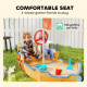 Kids Wooden Sandbox Pirate Ship Sandboat Outdoor Backyard Playset Children Sandpit w/ Bench Seat Storage Space & Flag for 3-6 Years Old