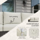 3-Seat Outdoor Couch with Cushions, PE Rattan Patio Couch with Wood Grain Armrests, Outdoor Sofa for Porch, Sunroom, Garden, Poolside, Cream White