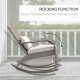 Adirondack Chair, Outdoor Wicker Rocking Chair with High Back, Seat Cushion and Pillow for Porch, Balcony, Cream White