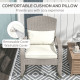Adirondack Chair, Outdoor Wicker Rocking Chair with High Back, Seat Cushion and Pillow for Porch, Balcony, Cream White