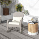 Adirondack Chair, Outdoor Wicker Rocking Chair with High Back, Seat Cushion and Pillow for Porch, Balcony, Cream White