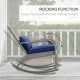 Adirondack Chair, Outdoor Wicker Rocking Chair with High Back, Seat Cushion and Pillow for Porch, Balcony, Dark Blue