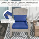 Adirondack Chair, Outdoor Wicker Rocking Chair with High Back, Seat Cushion and Pillow for Porch, Balcony, Dark Blue