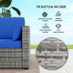 3-Seater Outdoor Sofa with Cushions, PE Rattan Conversation Patio Couch with Pillows for Garden, Poolside, Blue