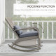 Adirondack Chair, Outdoor Wicker Rocking Chair with High Back, Seat Cushion and Pillow for Porch, Balcony, Grey