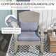 Adirondack Chair, Outdoor Wicker Rocking Chair with High Back, Seat Cushion and Pillow for Porch, Balcony, Grey